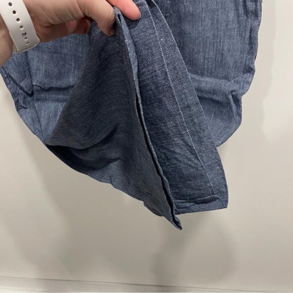 Loft Belted Linen Blend Wide Leg Culotte Pants in Blue Size Large - Picture 5 of 11